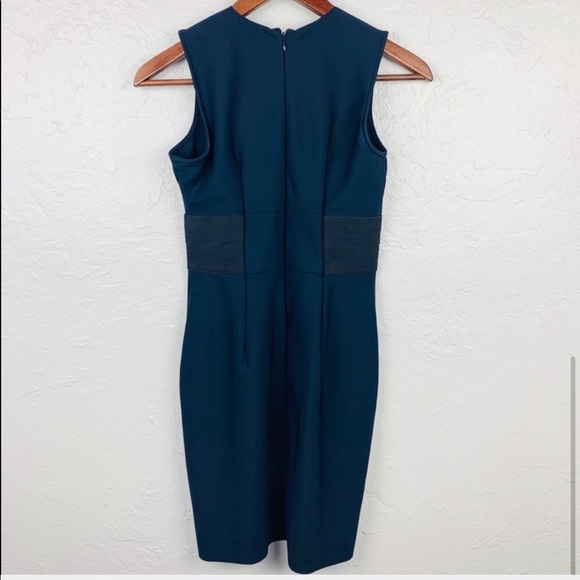 Ann Taylor Navy Sheath Dress w Black Waist Detail - Picture 3 of 5